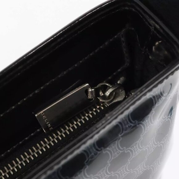 CELINE Macadam Canvas Shoulder Bag Vinyl Black - Picture 11 of 16